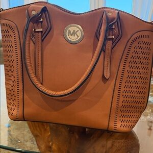 Michael Kors Cognac Perforated Leather Tote